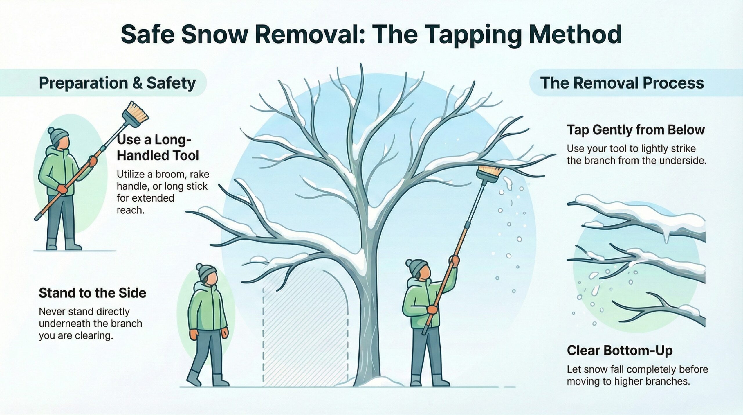 how to remove snow from trees