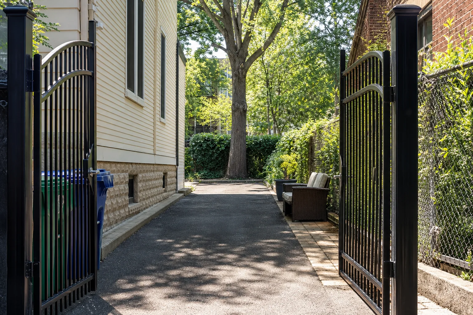 Clear side yard access path before a tree removal crew arrives