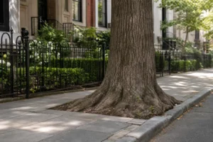 Mature Tree Near A Sidewalk On A New York City Residential Block