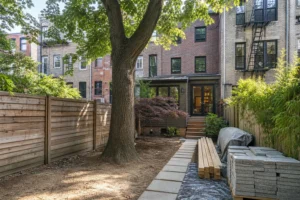 Tree removal planning for a backyard renovation project in NYC